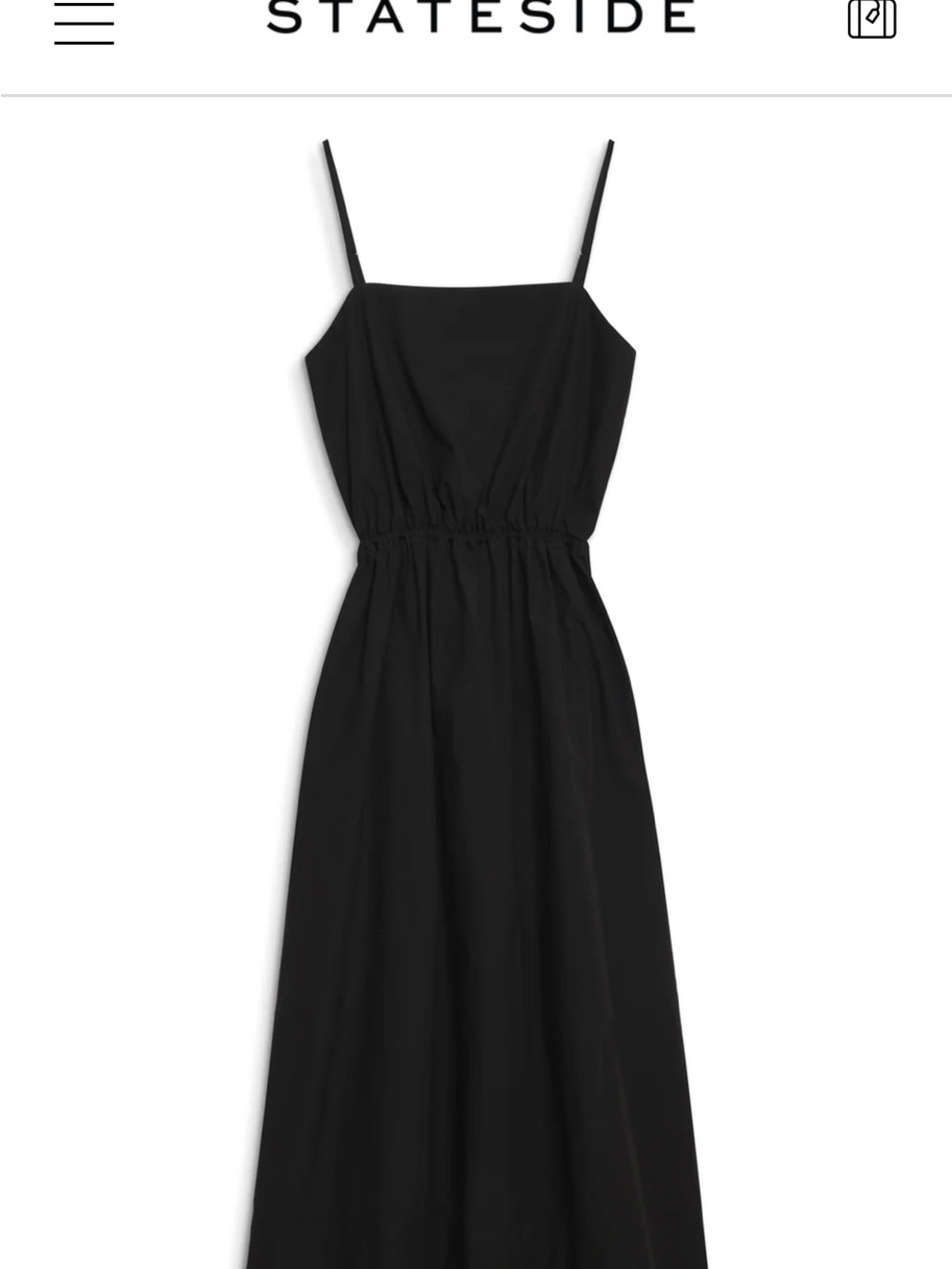 Stateside poplin open back dress in black